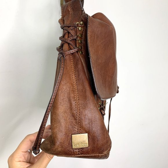 KOOBA ANNIE Brown Leather Lace Corset Messenger Bag OS - Picture 5 of 15